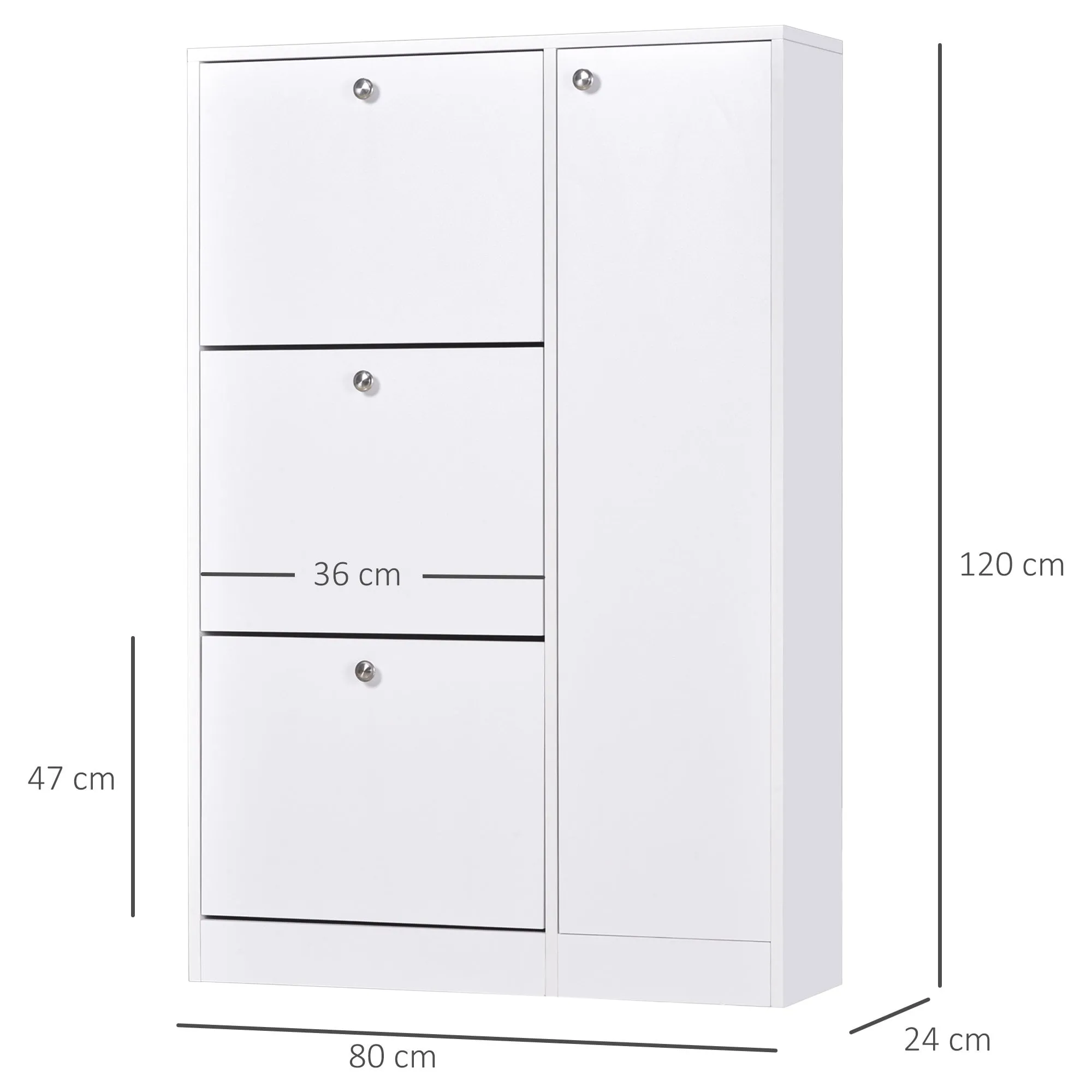 Trendy Shoe Storage Cabinet with 3 Tier Flap Door Drawers, 5-Tier Storage Cabinet, for Bedroom, Dorm, Office, Entryway and Drawer