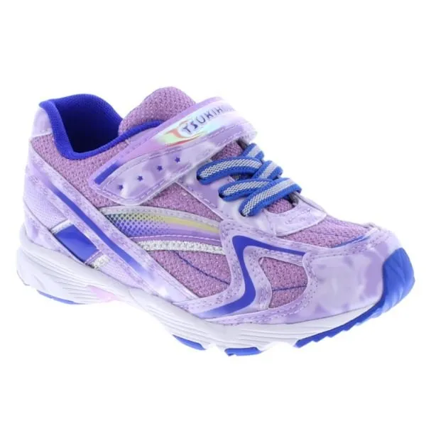 Tsukihoshi Glitz Purple/Blue Girls' Running Shoes – Machine Washable