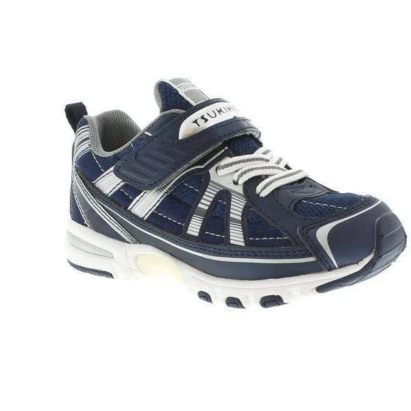 Tsukihoshi Storm Boys Navy Silver Running Shoes - Lightweight, Machine Washable Sneakers for Big Kids & Toddlers