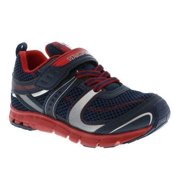 Tsukihoshi Velocity Navy Red Boys Running Shoes (Machine Washable)