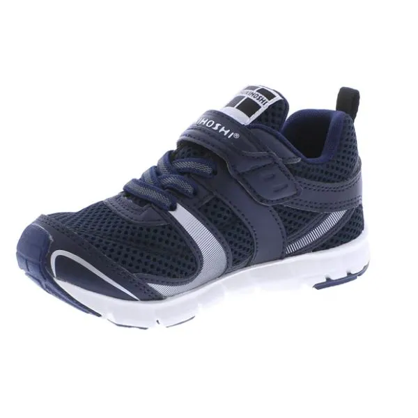 Tsukihoshi Velocity Navy/Silver Boys Running Shoes (Machine Washable)