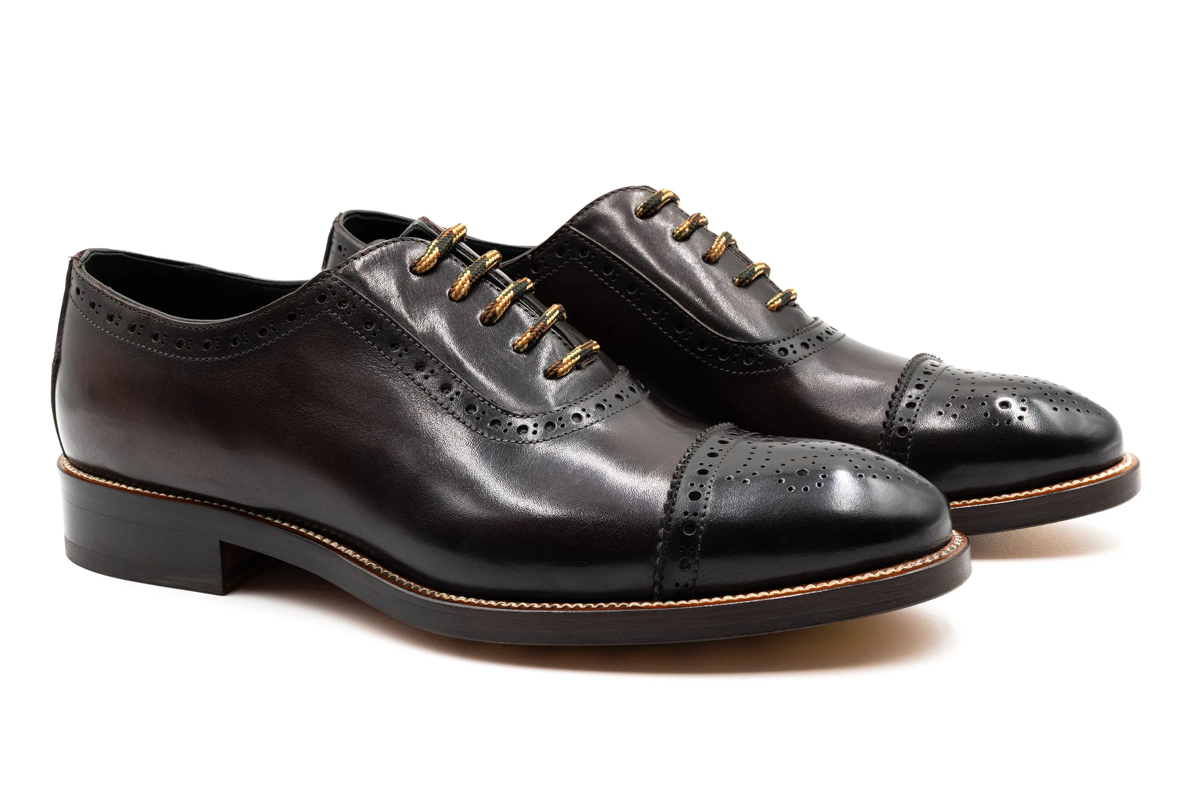 Tuscan Italian Calf Leather Cap Toe - Espresso