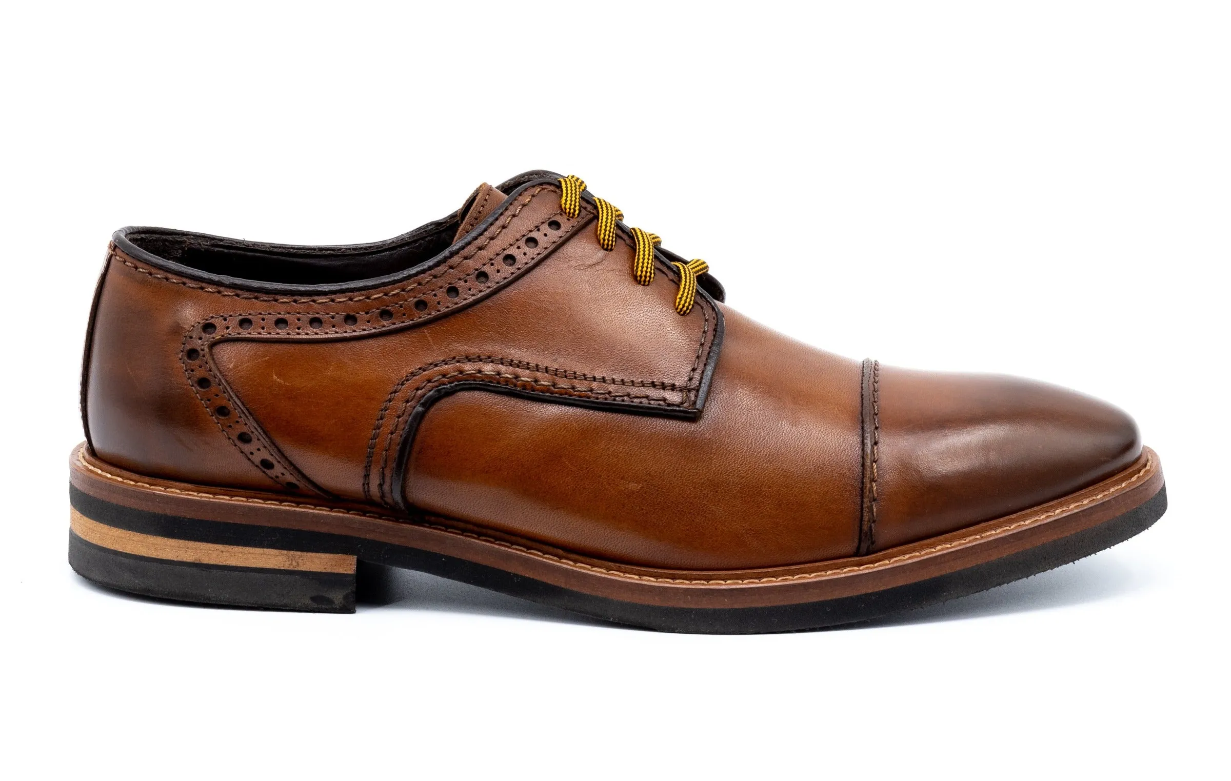 Tuscan Italian Calf Leather Cap Toe - Whiskey