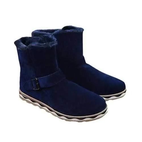 Warm Faux Fur Lining Zipper Round Toe Ankle Boots