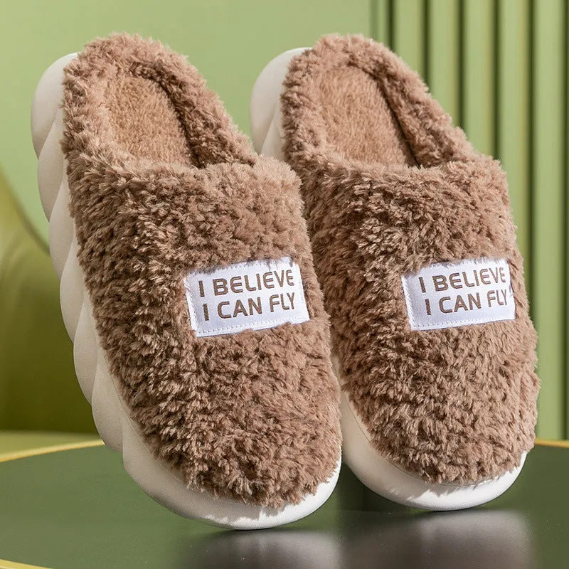 Warm Plush Slippers Home Shoes For Women Couple Winter Slippers