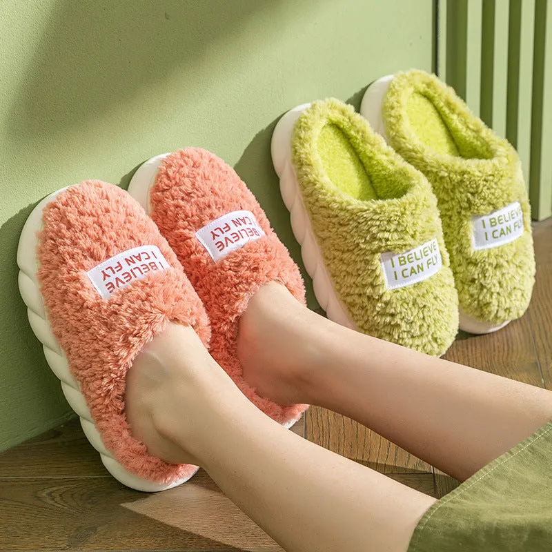 Warm Plush Slippers Home Shoes For Women Couple Winter Slippers