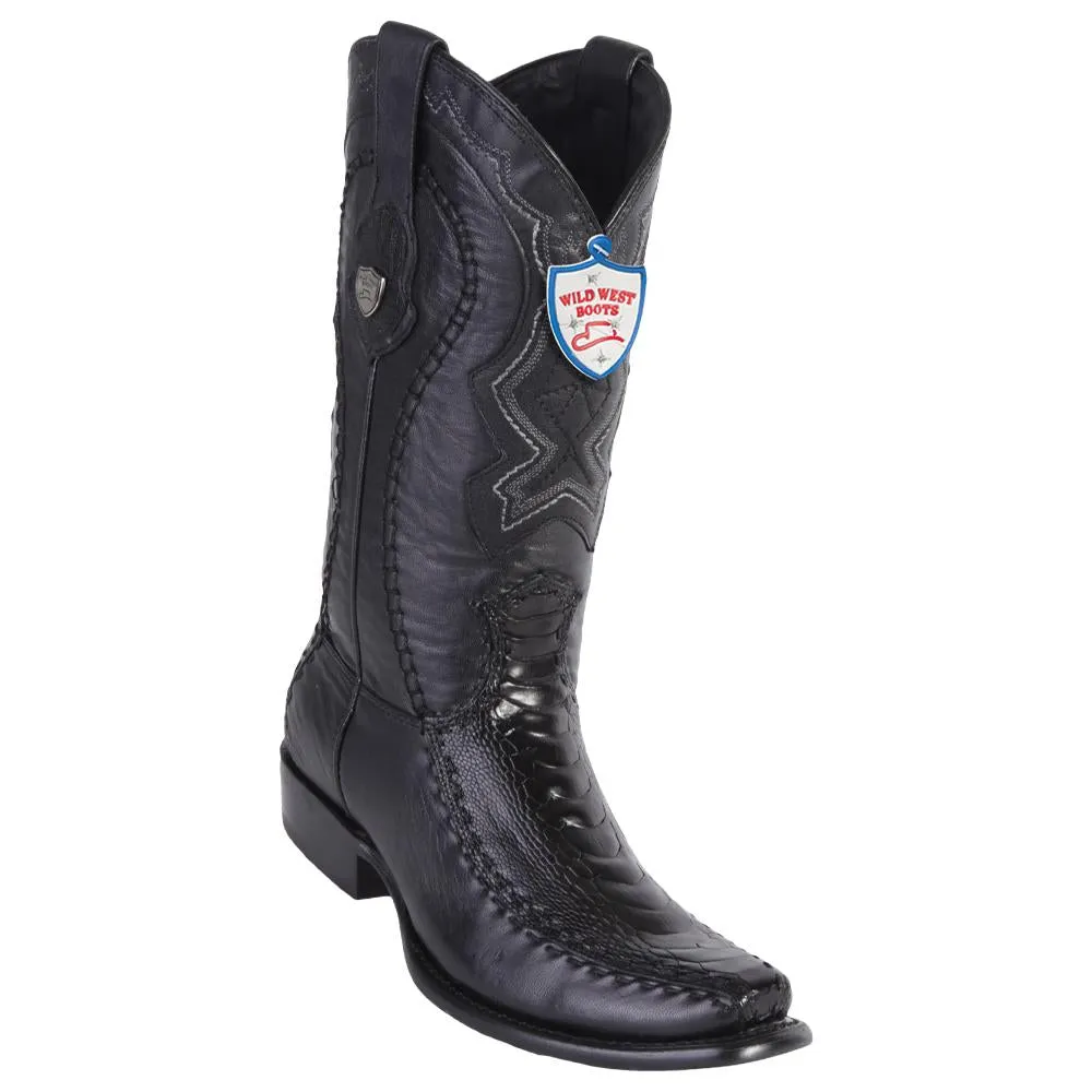 Wild West Boots #279F0505 Men's | Color Black | Men's Wild West Ostrich Leg Boots Dubai Toe Handcrafted