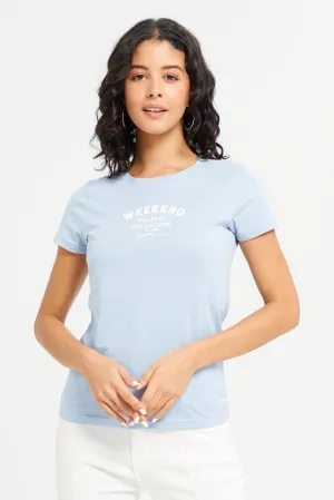 Women Blue New York Printed T-Shirt