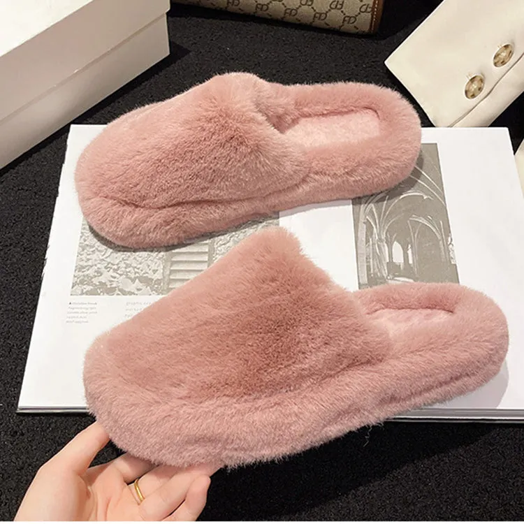 Women Home Slippers Winter Warm Shoes With 3cm Heel