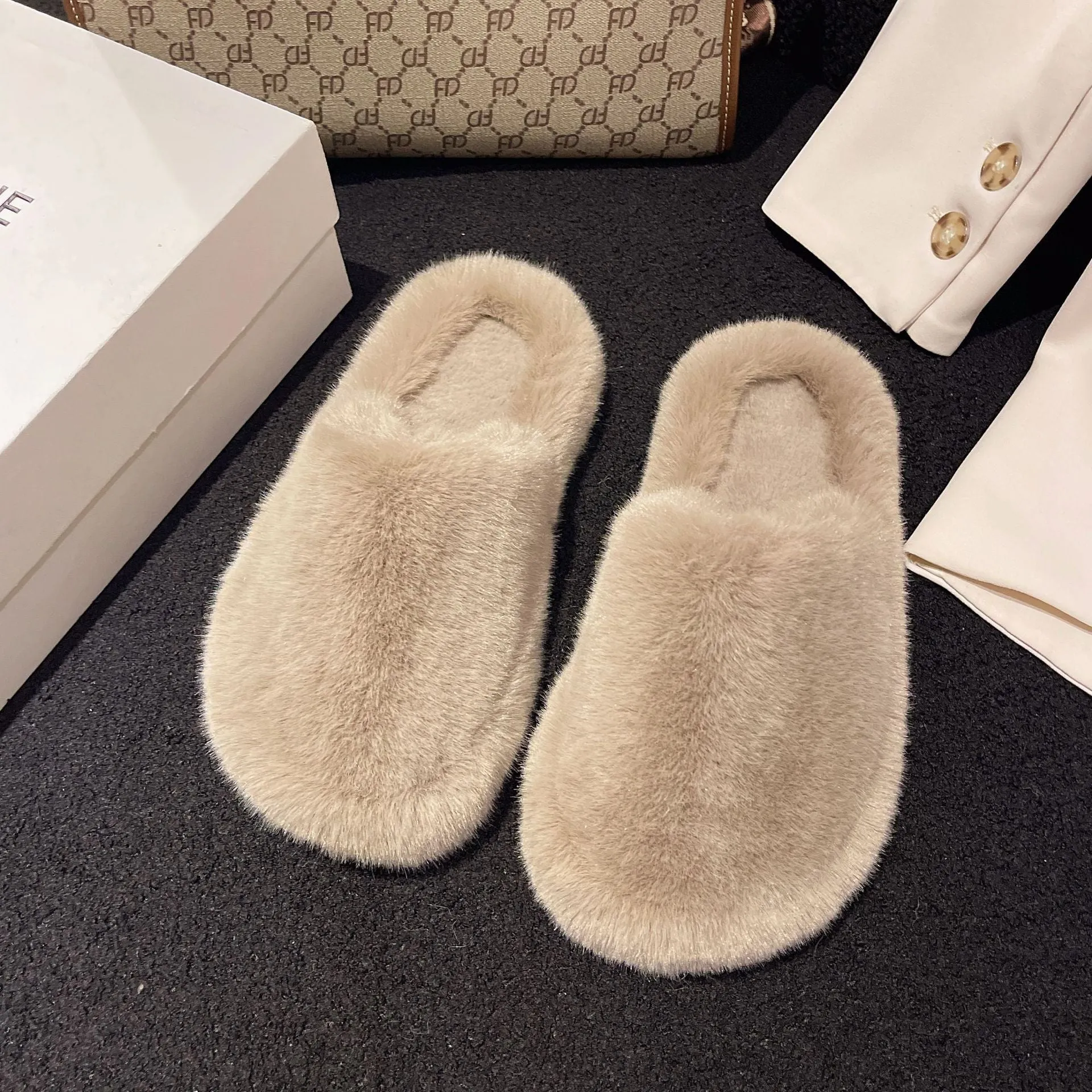 Women Home Slippers Winter Warm Shoes With 3cm Heel