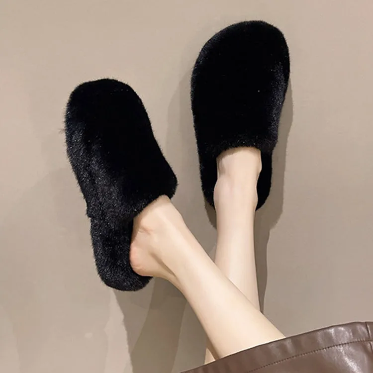 Women Home Slippers Winter Warm Shoes With 3cm Heel