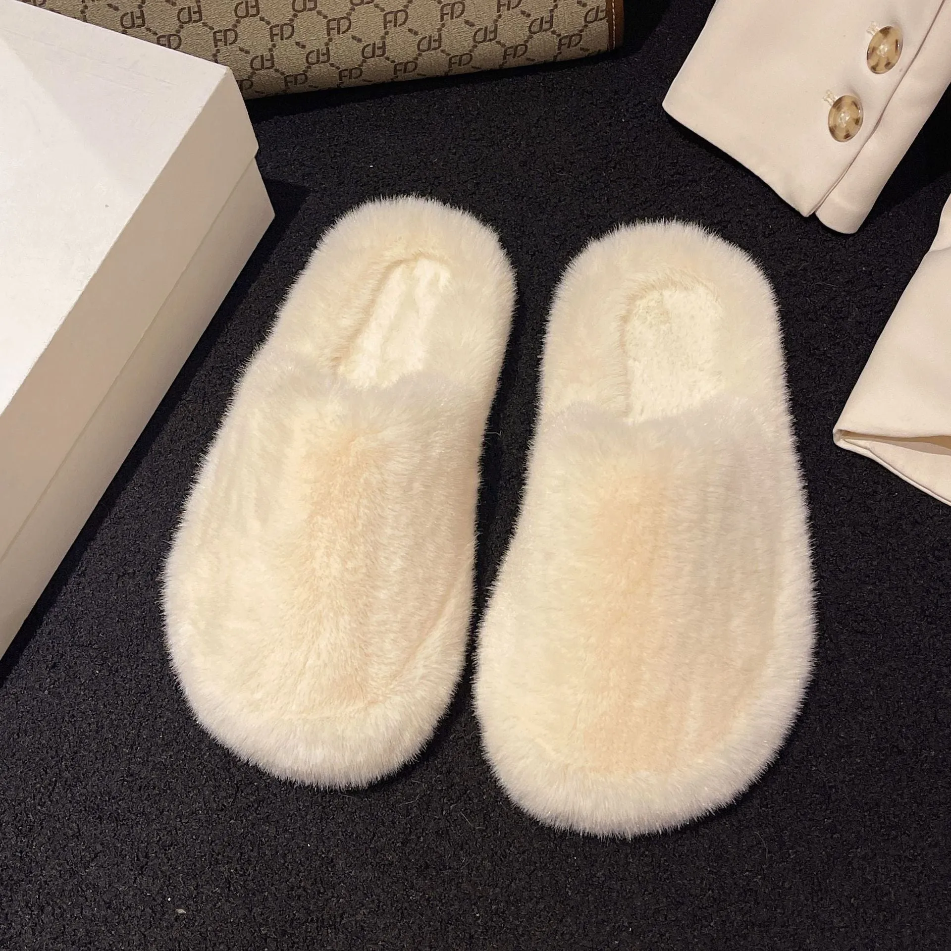 Women Home Slippers Winter Warm Shoes With 3cm Heel