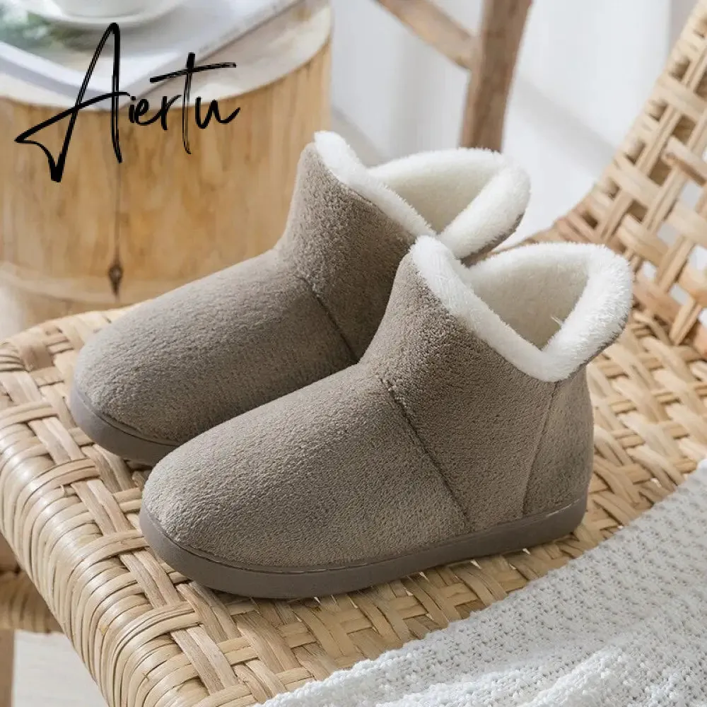 Women's Cotton Boots Female Winter Warm Fur Velvet Thick-soled Keep Warm Outside Snow Boots Footwear Plush Female Shoes