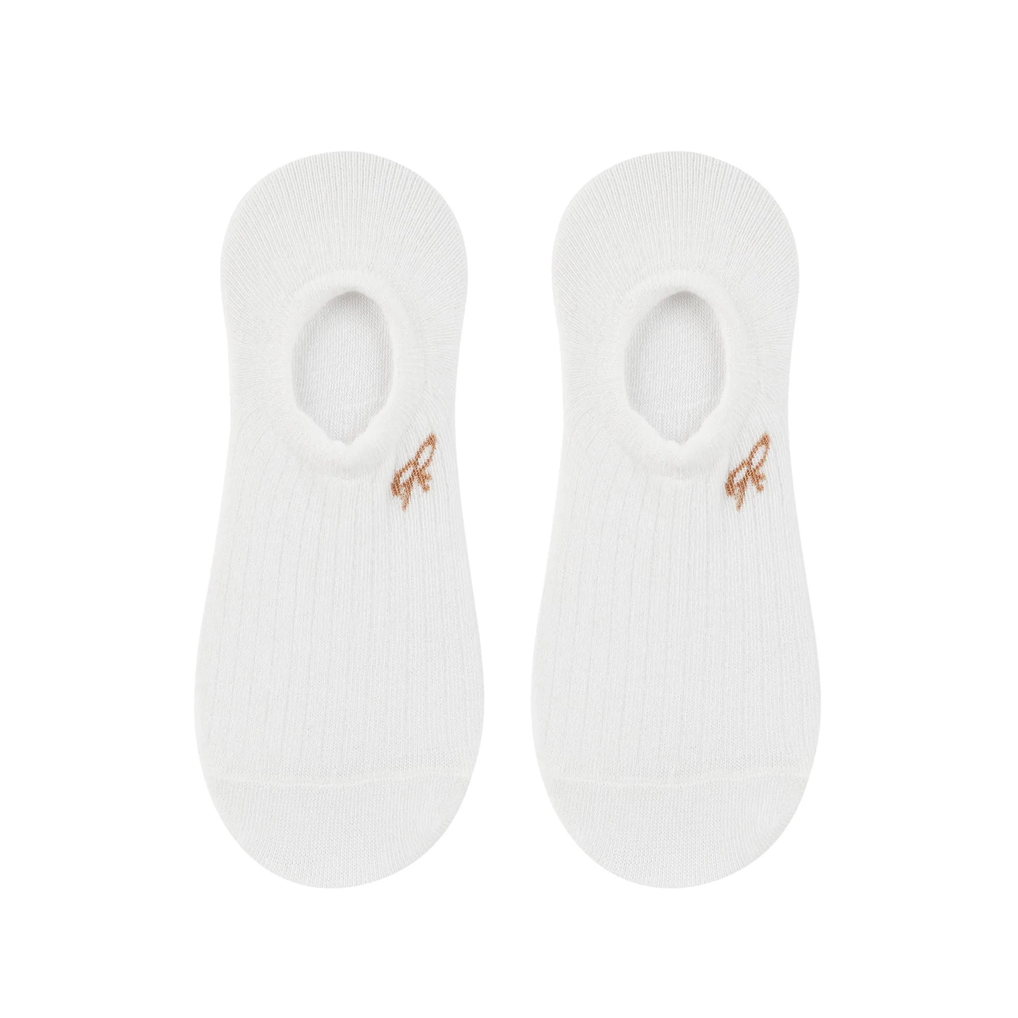 Women's Plain White Invisible Foot Socks with Print