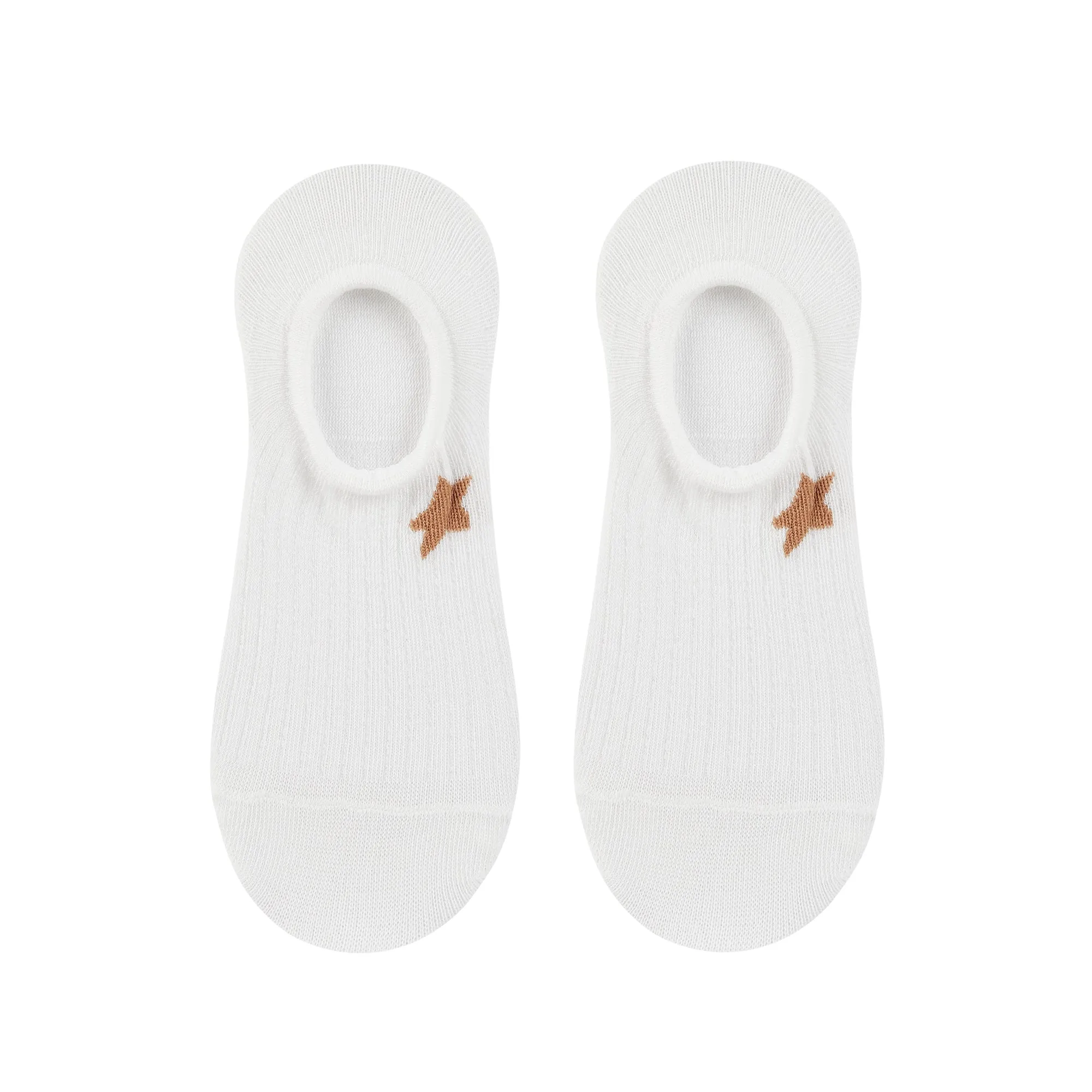 Women's Plain White Invisible Foot Socks with Print