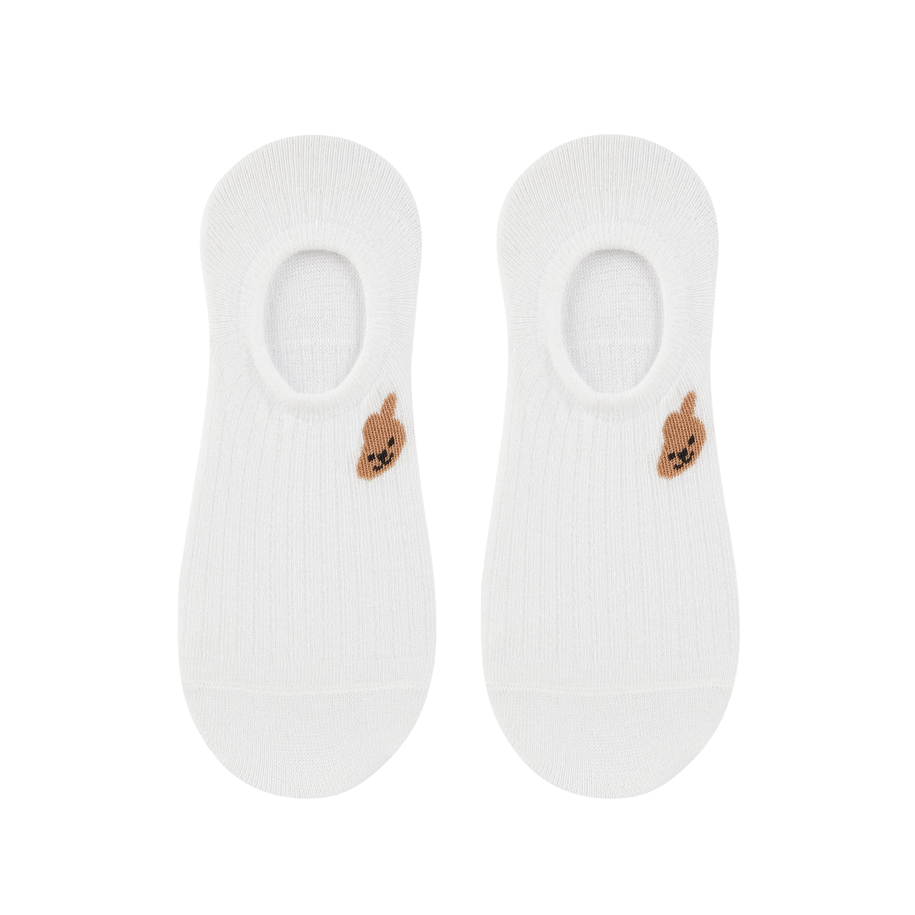 Women's Plain White Invisible Foot Socks with Print