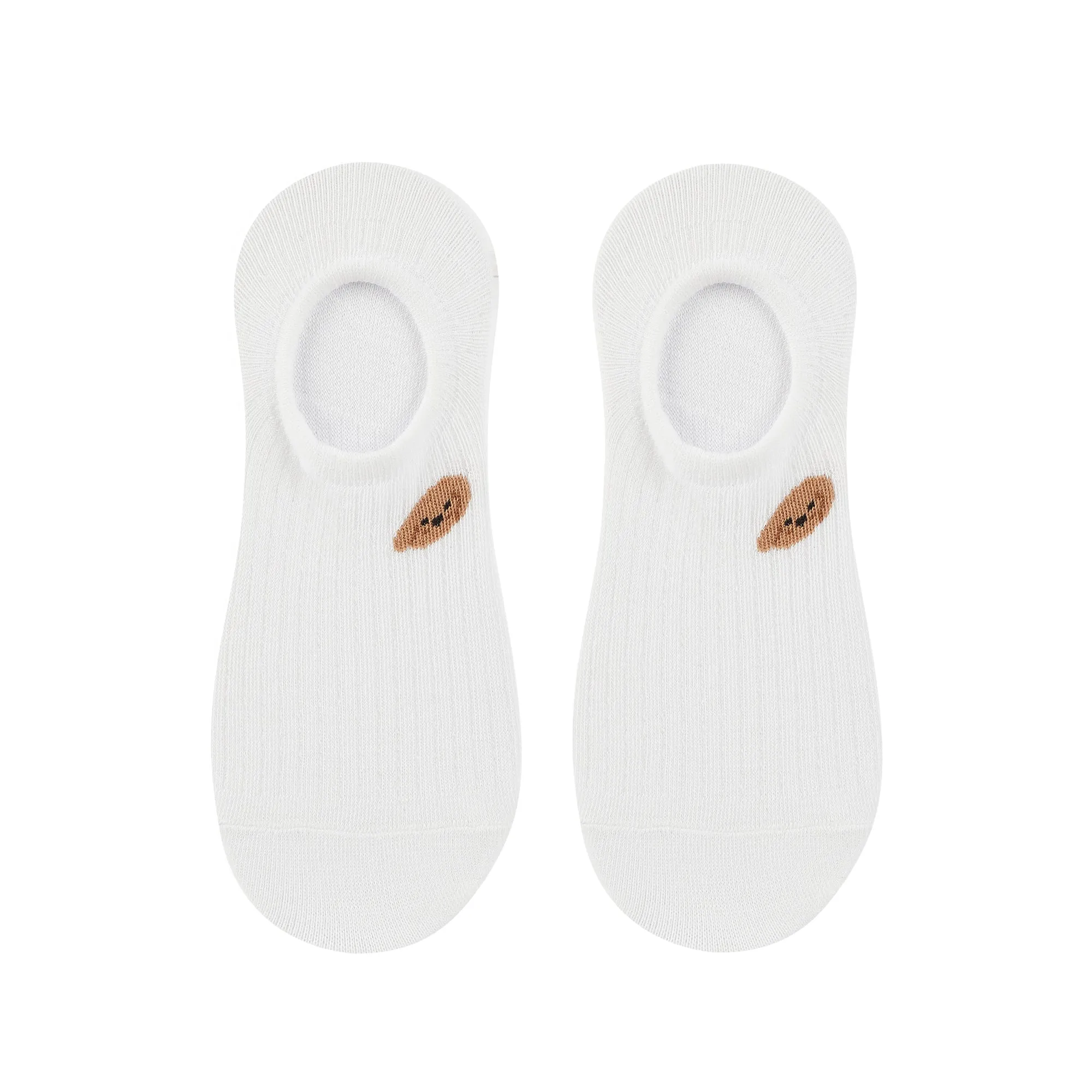 Women's Plain White Invisible Foot Socks with Print