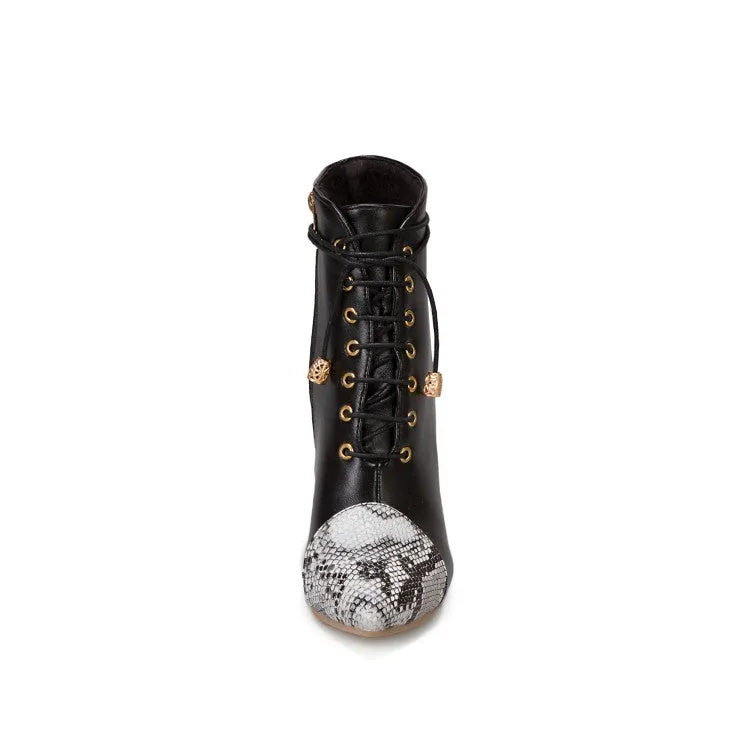 Women's Snake-print High Heel Short Boots