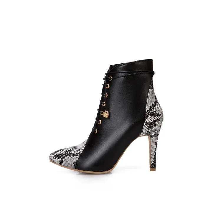 Women's Snake-print High Heel Short Boots