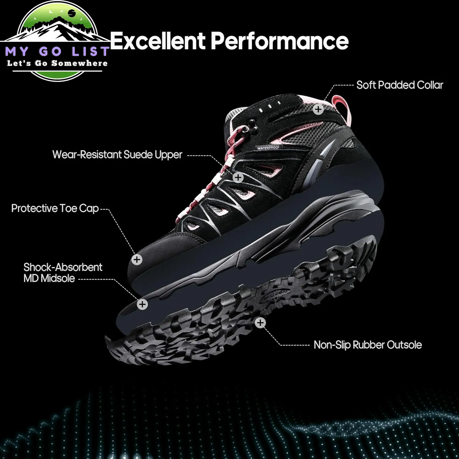 Women's Waterproof Hiking Boots Outdoor Trekking Camping Trail Hiking Boots