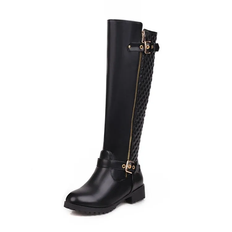 Women's Zipper Buckle Knee High Boots