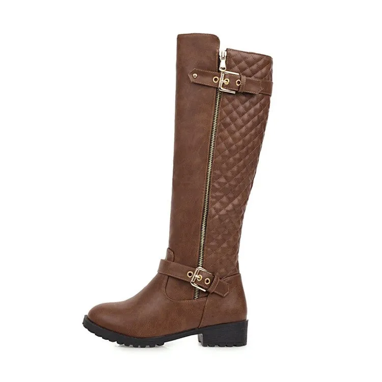 Women's Zipper Buckle Knee High Boots