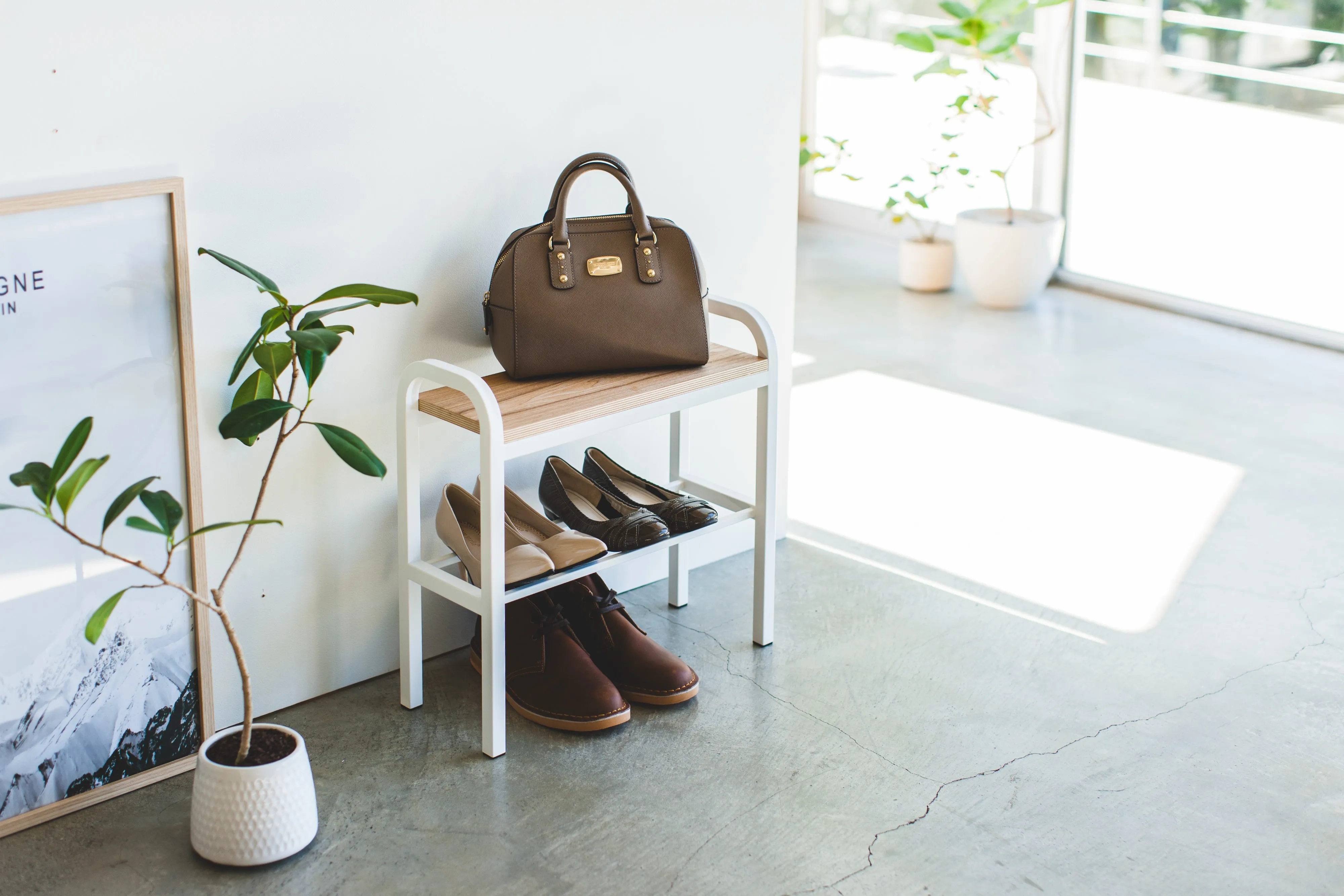 Wood-Top Shoe Rack