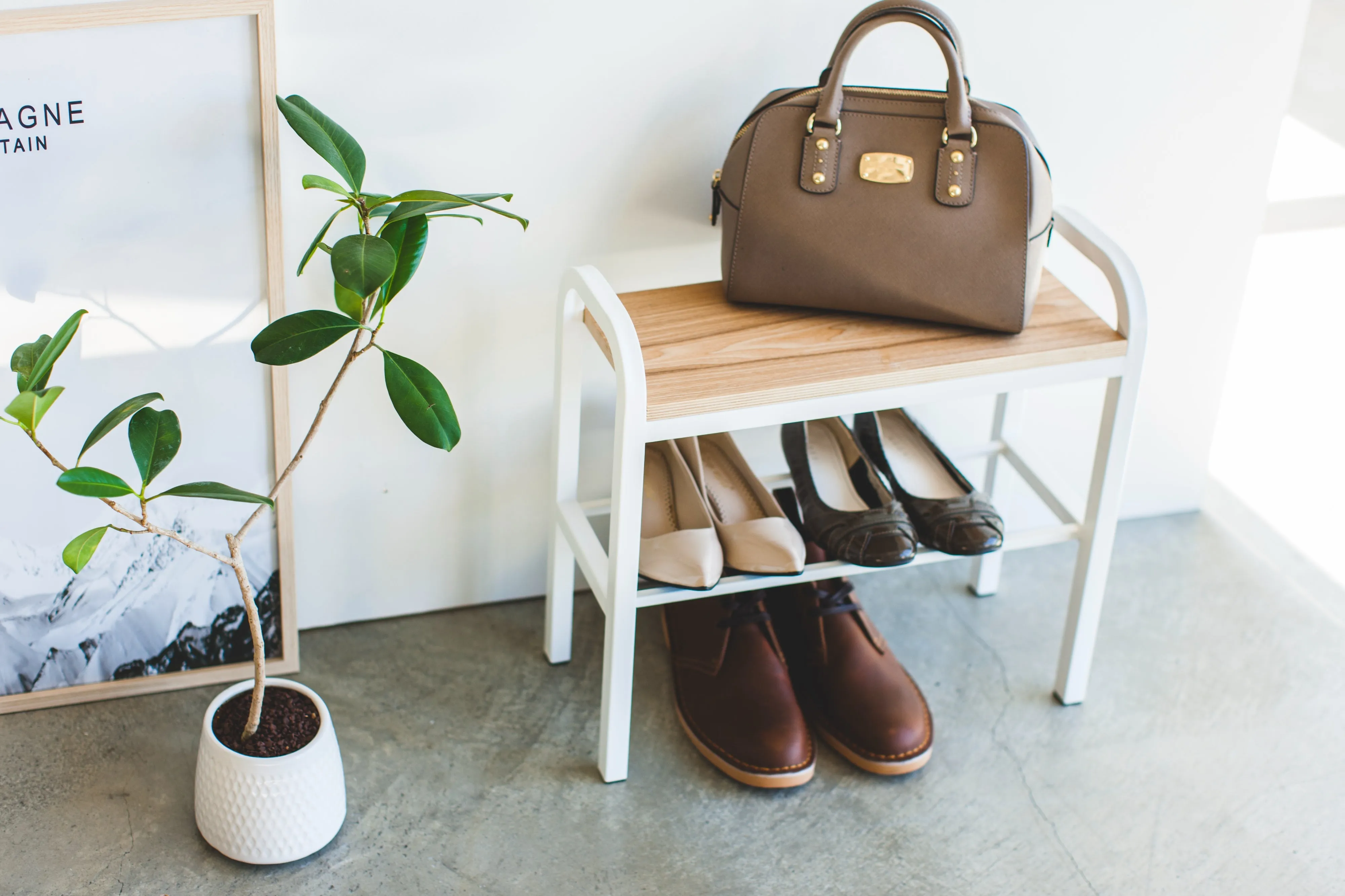 Wood-Top Shoe Rack