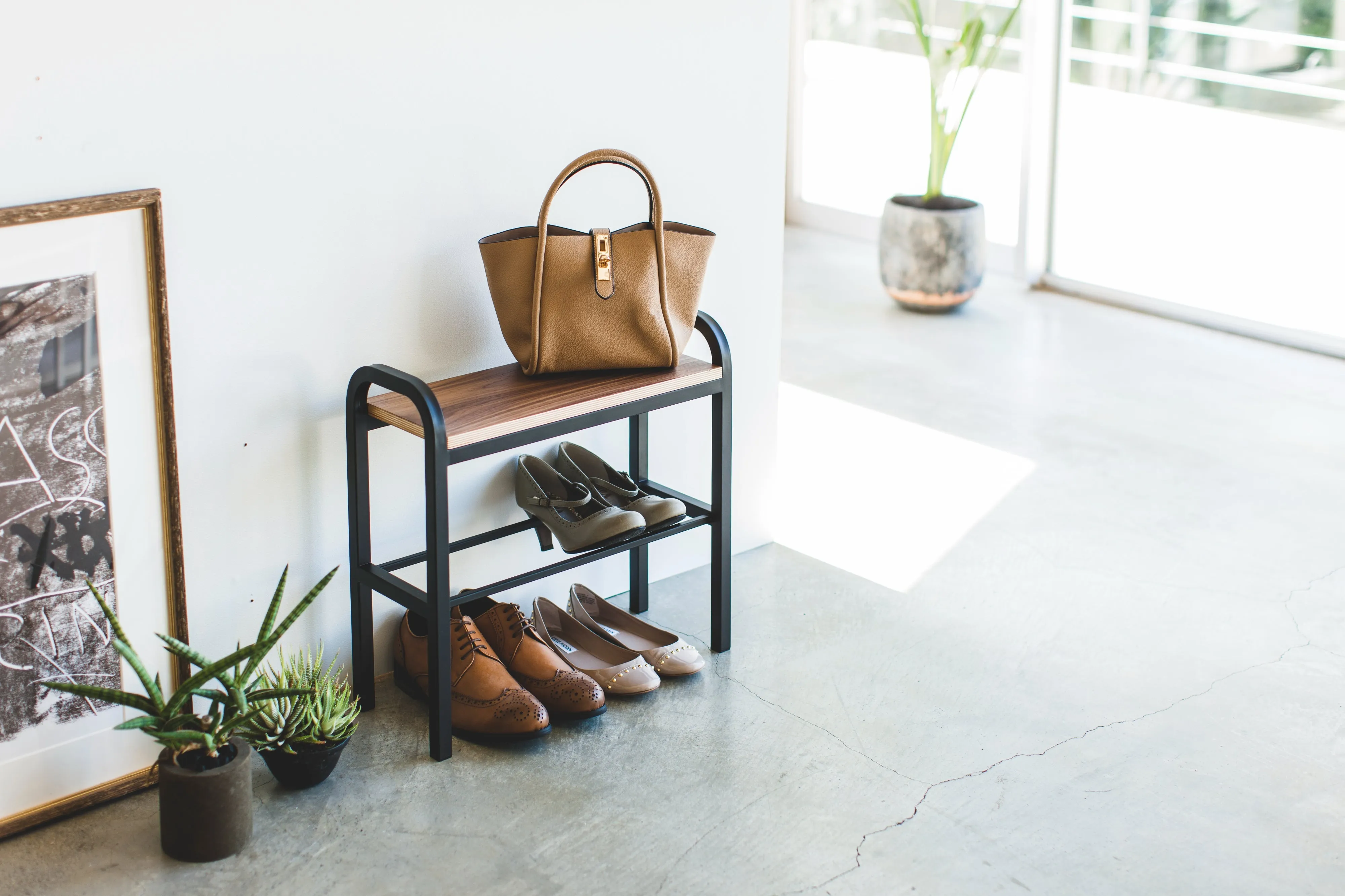 Wood-Top Shoe Rack