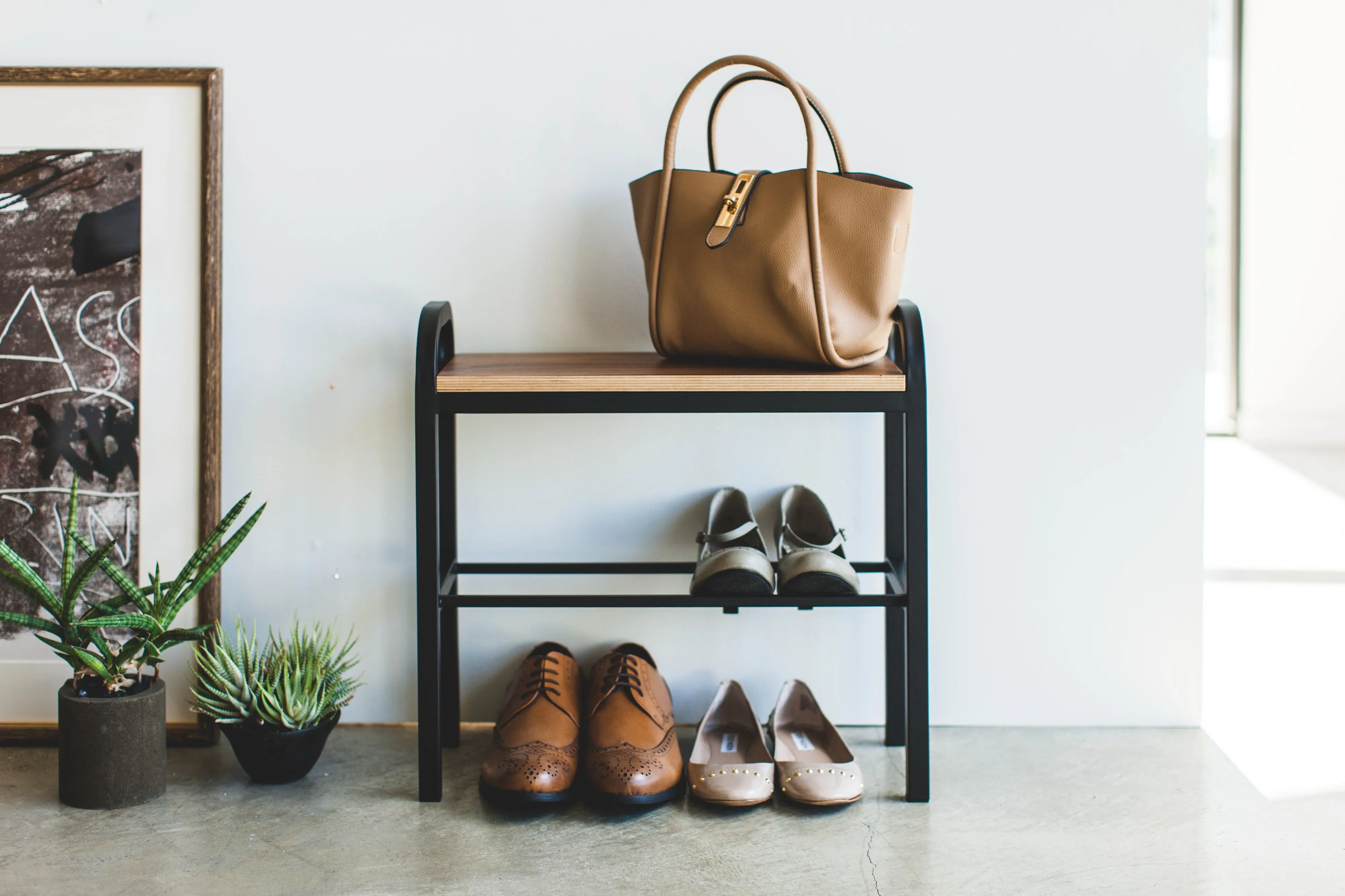 Wood-Top Shoe Rack