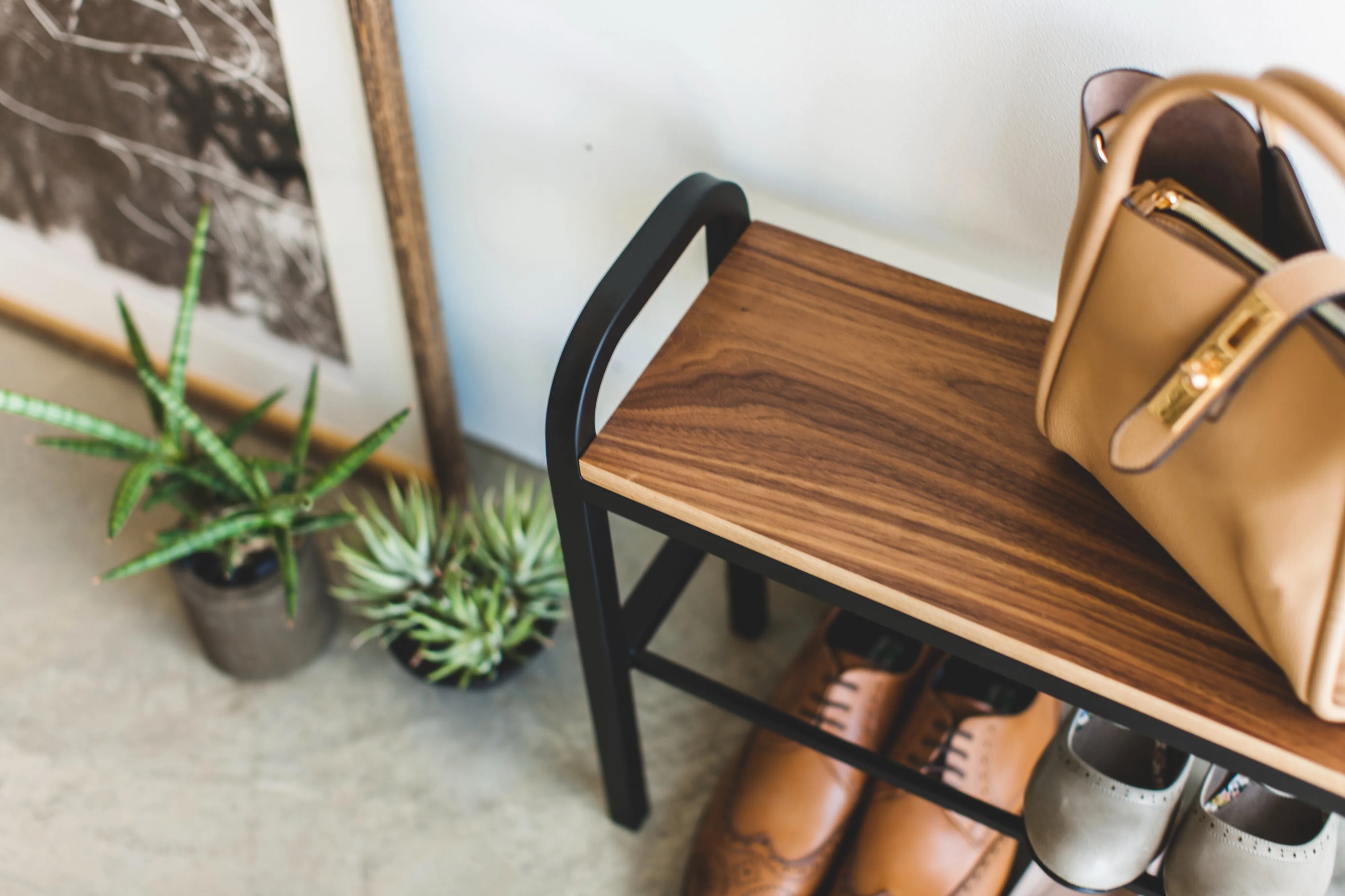 Wood-Top Shoe Rack